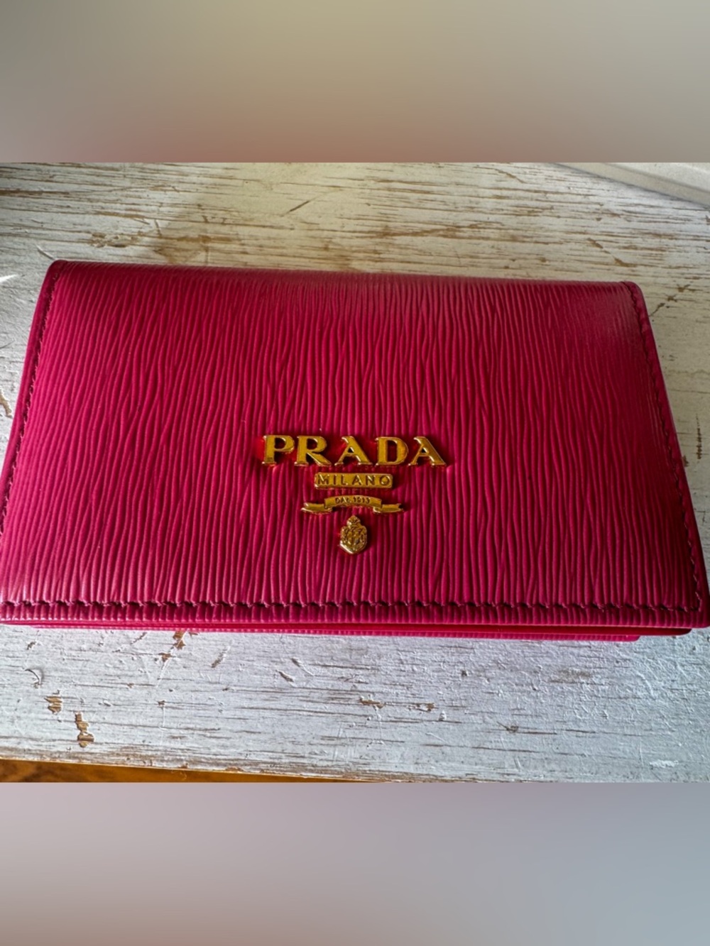 Prada Saffiano Leather Card Holder – Vibrant Pink